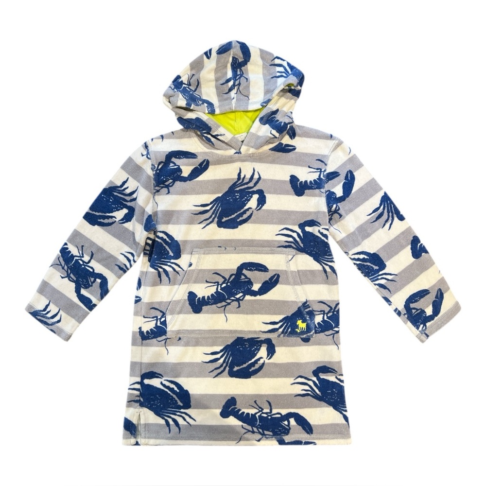 Mini Boden Kid‎ Crab Toweling Hoodie Long Sleeve, Size 6-7years